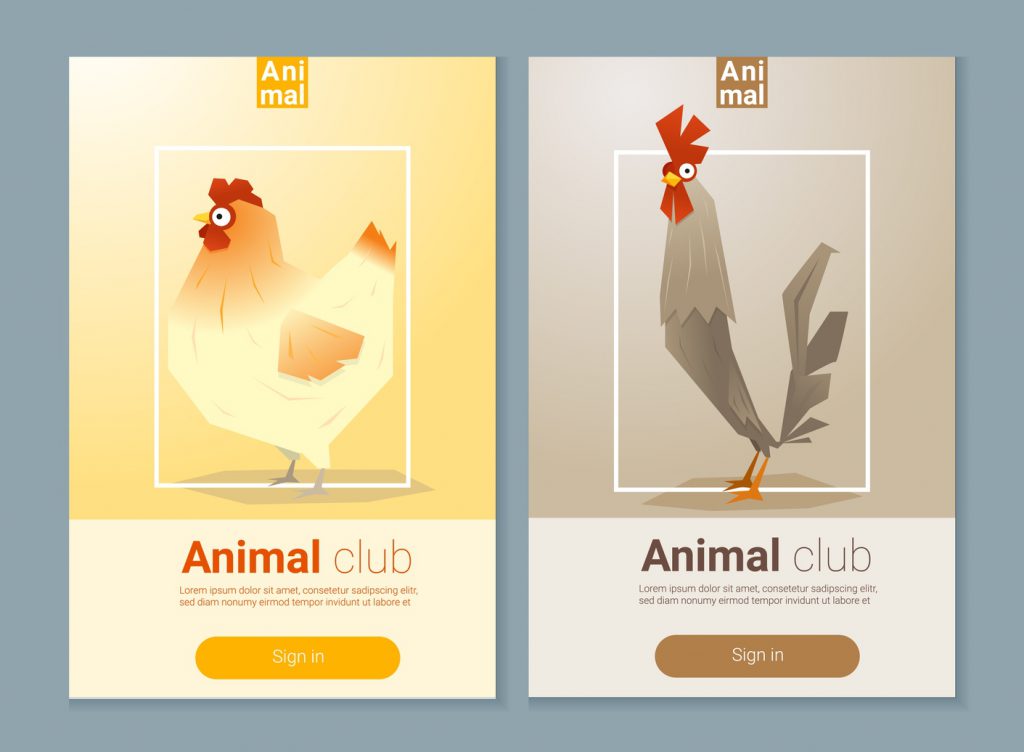 Set of templates with chicken for web design 2
